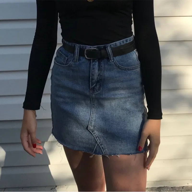 Летняя модная юбка Hzirip с высокой талией женская джинсовая на пуговицах карманами
