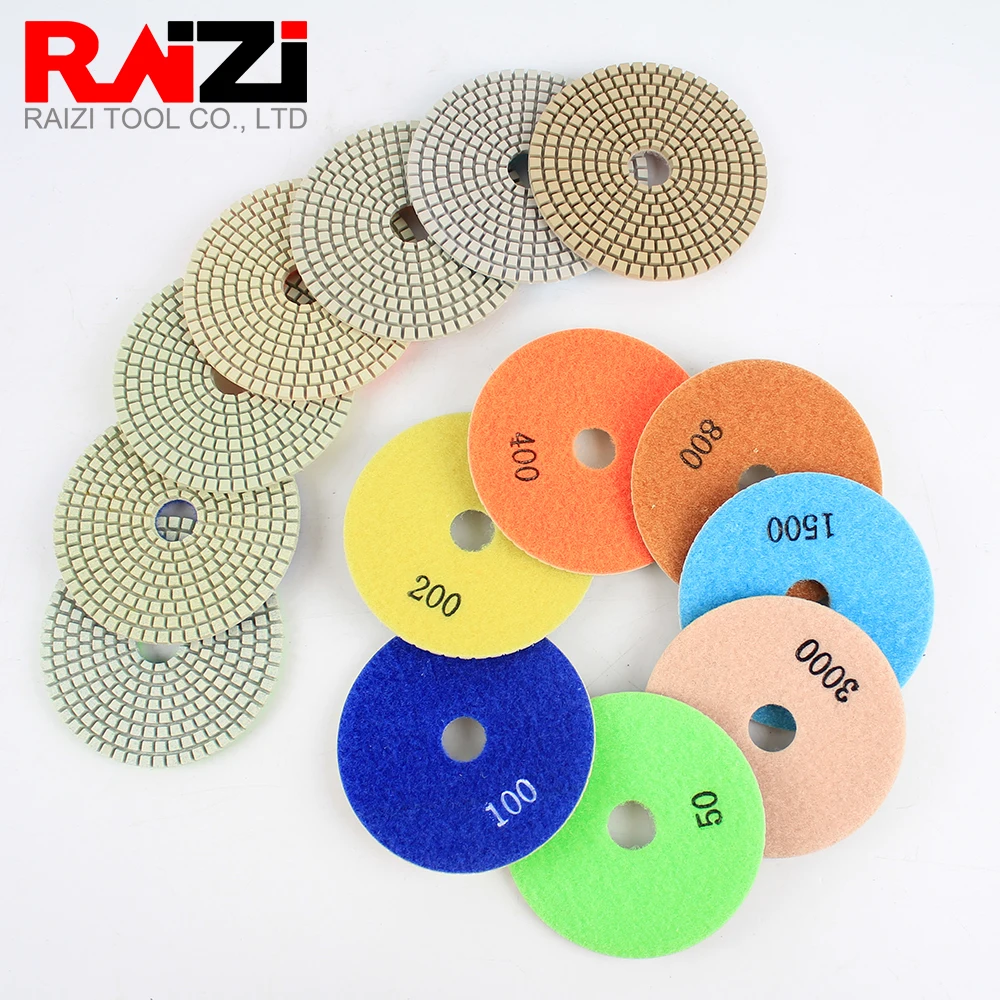 Raizi 4 дюйма Мокрый сухой алмазный Полировочный диск тормозных колодок 100 мм Гранит