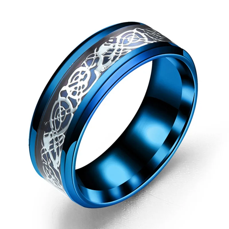 

Newest 7 Colors Blue Red Black Stainless Steel Rings For Women Retro Vintage Punk Statement Rings Men Jewelry Wholesale Cheap
