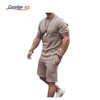covrlge mens sets sports daily casual simplicity comfortable hooded casual sports short sleeved shorts two piece suit msx034