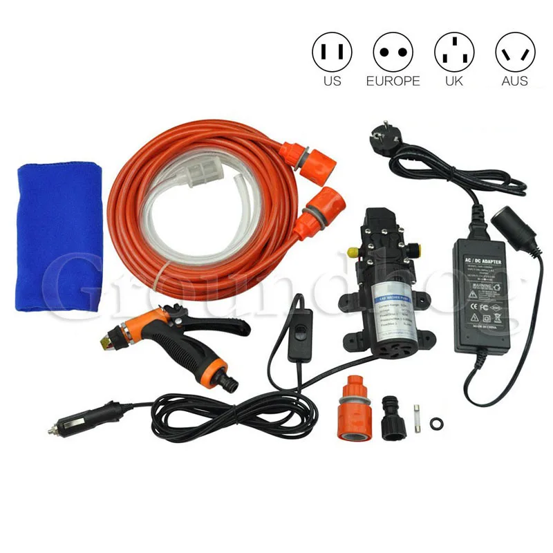 High Pressure Self-priming Electric Car Washing Washer Machine 12V 70w Car Washer Pump Cleaner With 220 to 12V Adapter Package