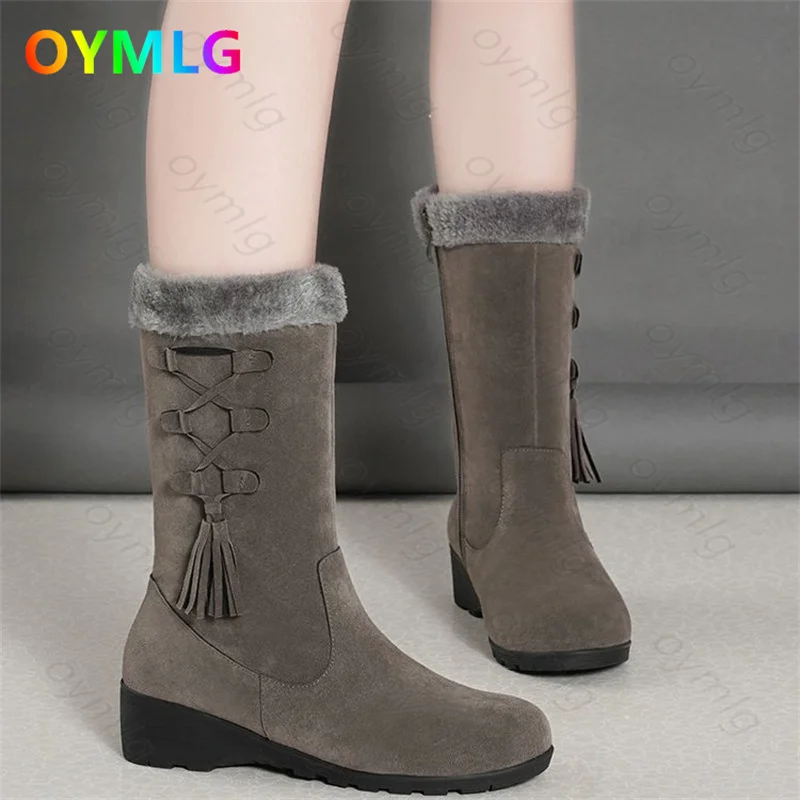 

Snow boots women 2021 new winter women's boots warm cotton shoes plus velvet thick-soled thick-soled mid-tube boots