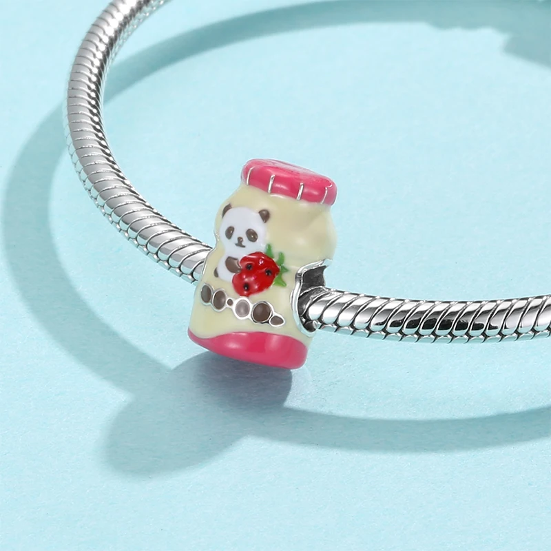 

Japanese snack drinks 925 Sterling Silver Colorful Enamel Potato Chips Milk Tea Juice Food Charms DIY Bracelet Jewelry Making