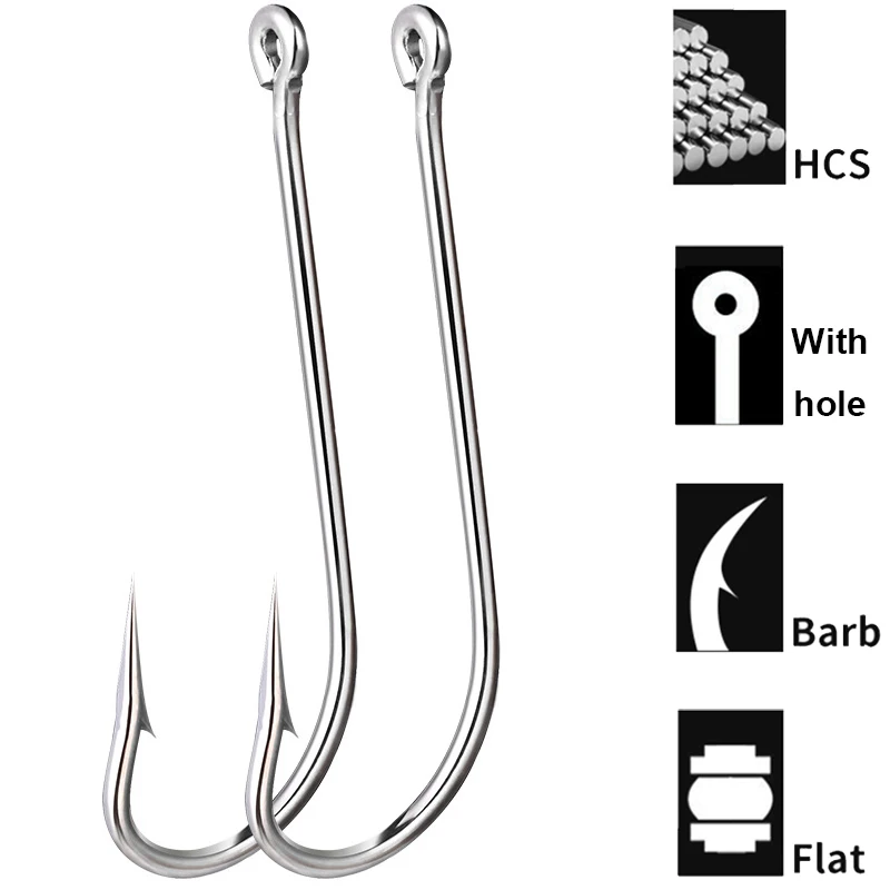 

100pcs Long Shank Hook Barbed Fishing Hooks Carp Single Circle Fishooks Fishing Tackle Accessories High Carbon Steel 7 Sizes