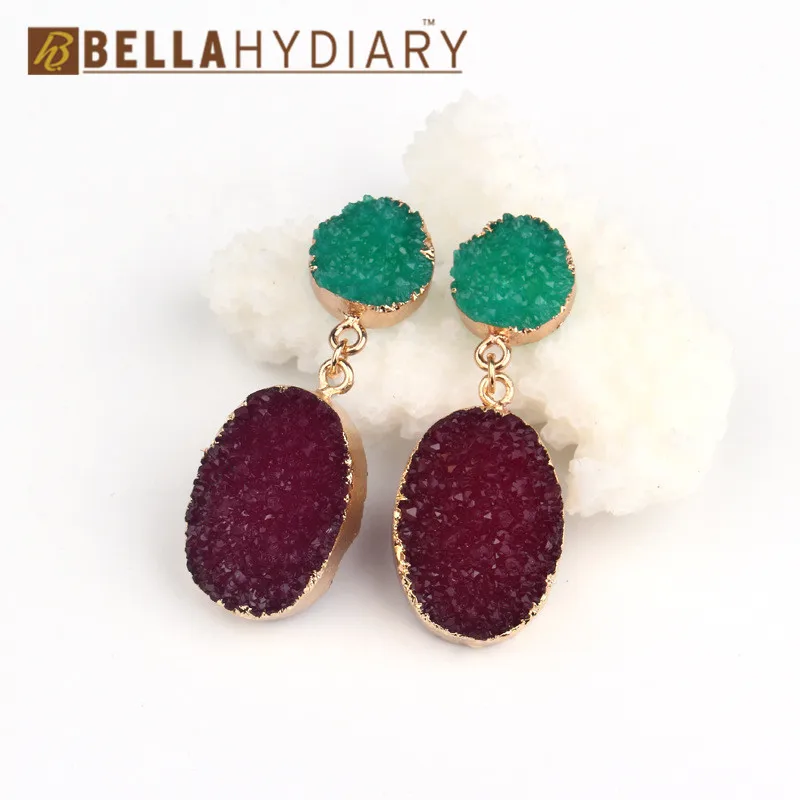 Bijoux необычные серьги из смолы Druzy, большие геометрические Висячие серьги для женщин, ювелирное изделие, массивные серьги Mujer Moda Ohrringe