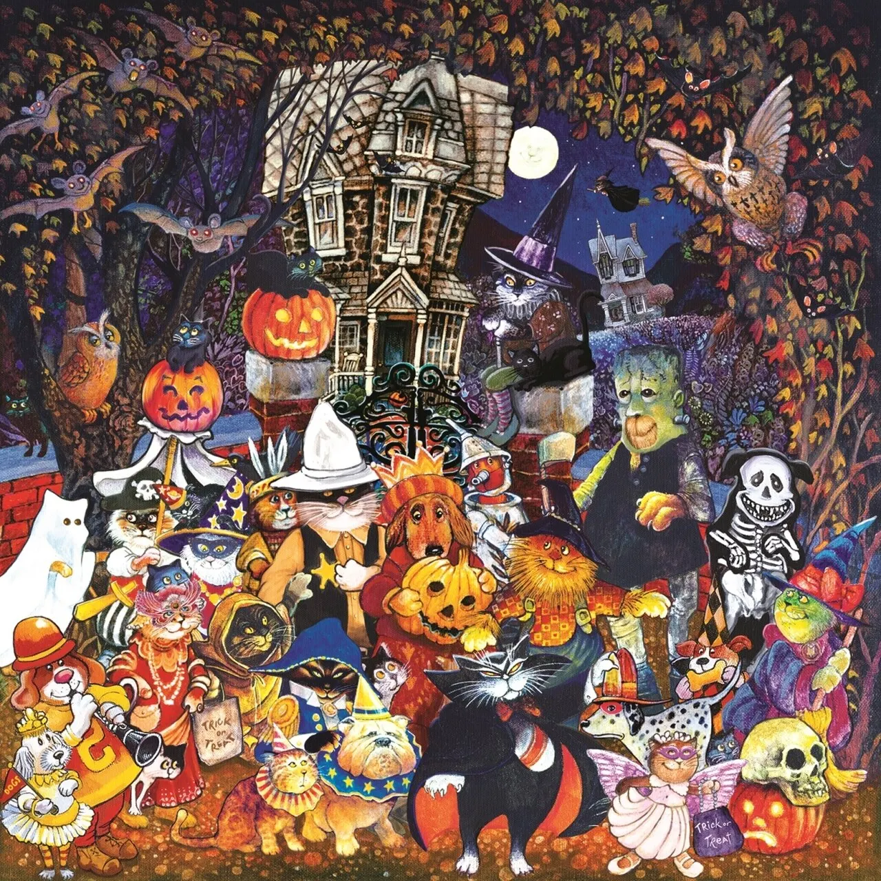 

JMINE Div 5D Cats Dogs Halloween Full Diamond Painting cross stitch kits art High Quality Animal 3D paint by diamonds