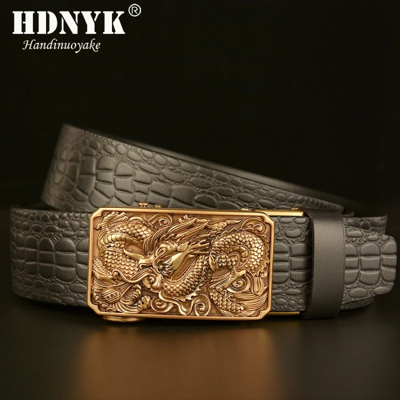 

Retro Classical Dragon Designer Automatic Belt for Men Luxury Cowskin Leather Men Belts Waistband High Quality Businessmen Belts
