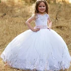Милое Платье для девочки, держащей букет невесты Свадебное кружево Аппликация для принцессы со стразами для торжеств и юбка для маленьких детей, одежда для первого причастия по индивидуальному заказу