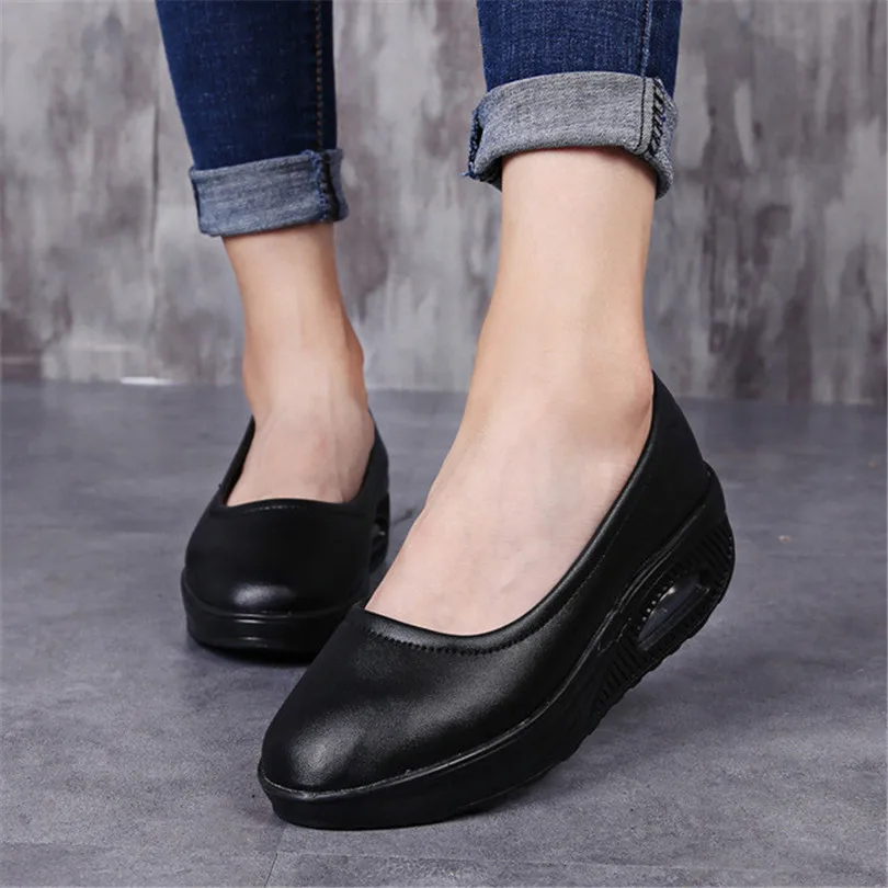 LIN KING/Женская Повседневная офисная обувь сезон весна осень на танкетке с низким