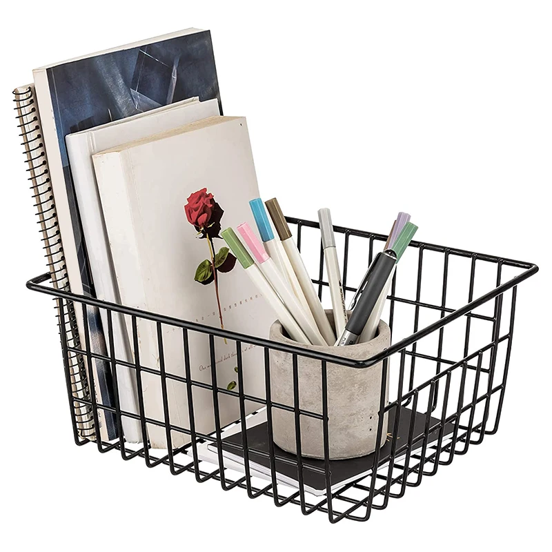 

Freezer Refrigerator Wire Storage Baskets,4 Pack Metal Baskets Food Storage Organizer Bin with Built-in Handles