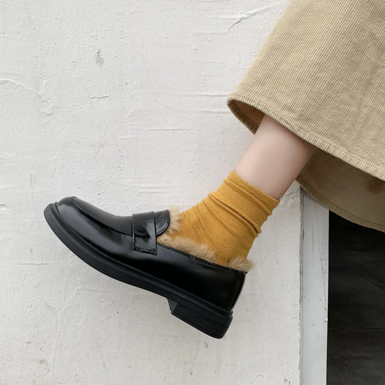 

Korean Shoes Casual Female Sneakers Dress Flats Women Round Toe Oxfords Autumn Soft Shallow Mouth British Style 2021 Black Leath