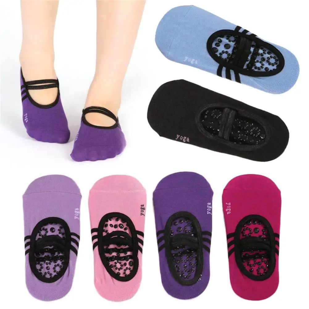 

Однотонные хлопчатобумажные носки с низким вырезом на спине для йоги Женская противоскользящая силиконовая окантовкой носки осень-зима та...