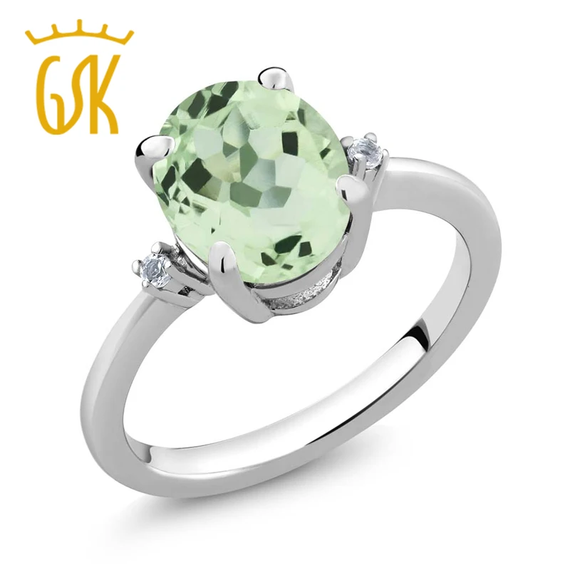 GemStoneKing 2 66 карат овальное натуральное зеленое кольцо из белого бриллианта