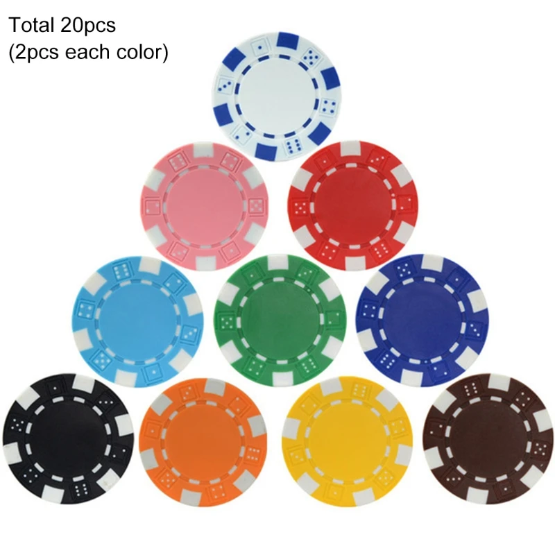 20 штук фишки для покера АБС-пластик + железо казино чип Монеты черный Джек кубики