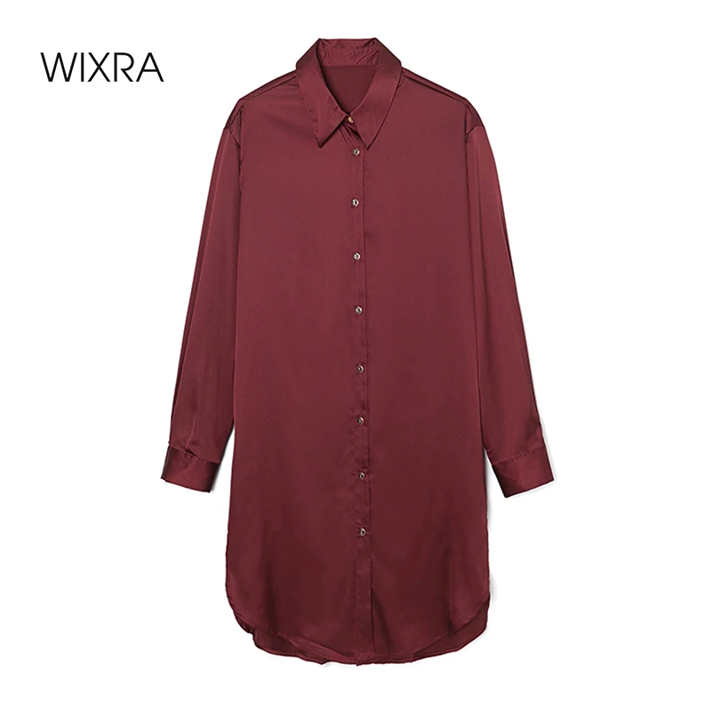 

Женское атласное платье-рубашка Wixra, однотонное, прямое, короткое, весна-лето