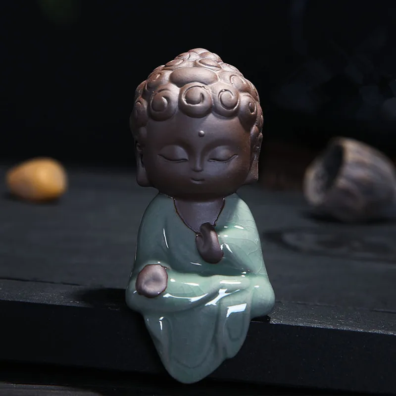 

Creative Small Buddha Statues Buddhist Tathagata Cute Buddha Sands Ceramic Tea Pet Accessories Budha Ornaments Boutique