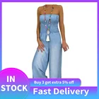 Сексуальное платье с открытыми плечами, комбинезоны Для женщин из джинсовой ткани и искусственной размера плюс плиссированные комбинезоны комбинезон мешковатые комбинезон Женская одежда Combinaison