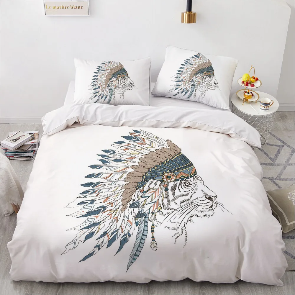 

Bohemian Comforther Cases 3D Custom Design Feather Quilt Cover Sets Pillow Cases 200*230cm Full Twin Double Size Black Beddings