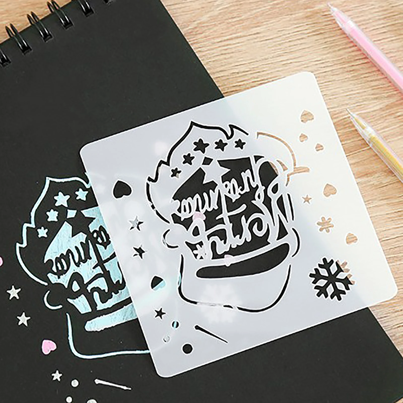 

12pcs Christmas Stencils Template Snowflake Drawing Stencils Reusable Wall Painting Scrapbook Coloring Embossing Album Template