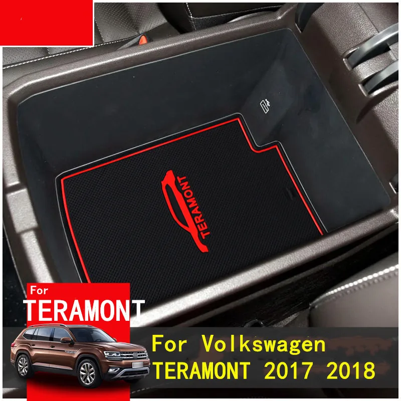 

Anti Slip Gate Slot mat For Volkswagen TERAMONT 2017 2018Rubber Latex Groove Inside Dust pad Cup Cushion Car Accessories styling