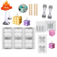 6 cavities silicone candle plaster mould 3d cube square bubble diy non stick kitchen dessert cake tray oven safe cake molds