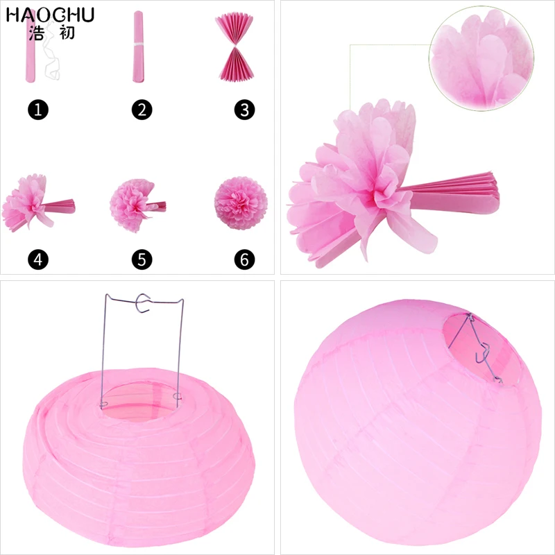 12 шт./лот подвесные бумажные поделки фонарики тканевые веера помпоны для