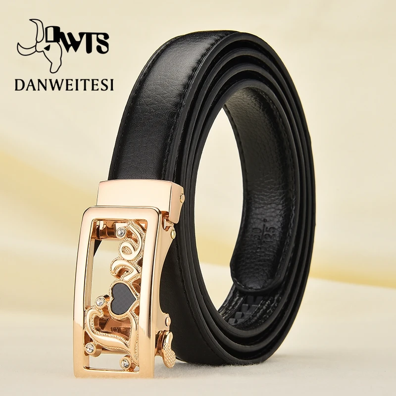 Ремень DWTS женский с автоматической пряжкой модный элегантный винтажный кожаный