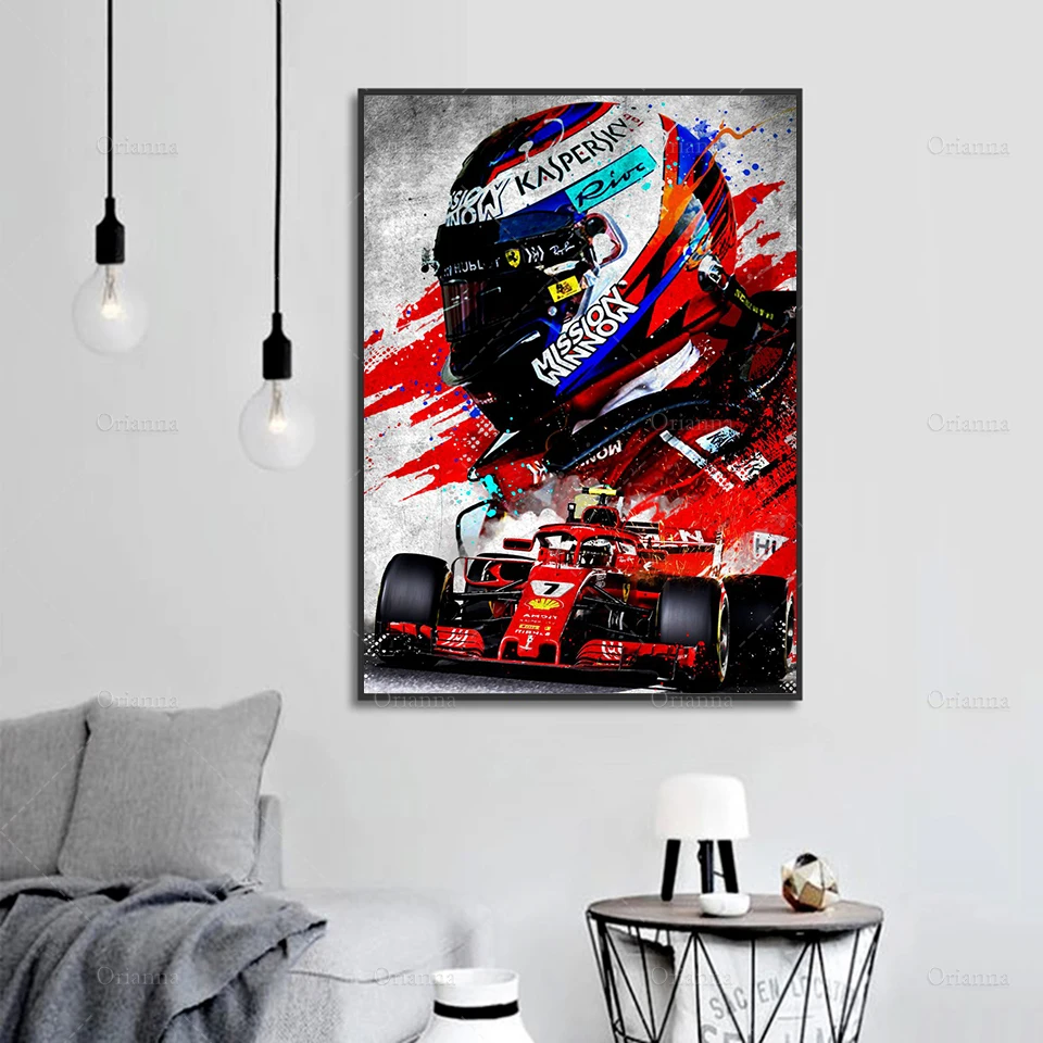 Self-adhesive Wall Stickers Kimi Raikkonen Iceman F1 Poster Abstract PrintsModular Wall Art Picture For Living Bedroom Decor