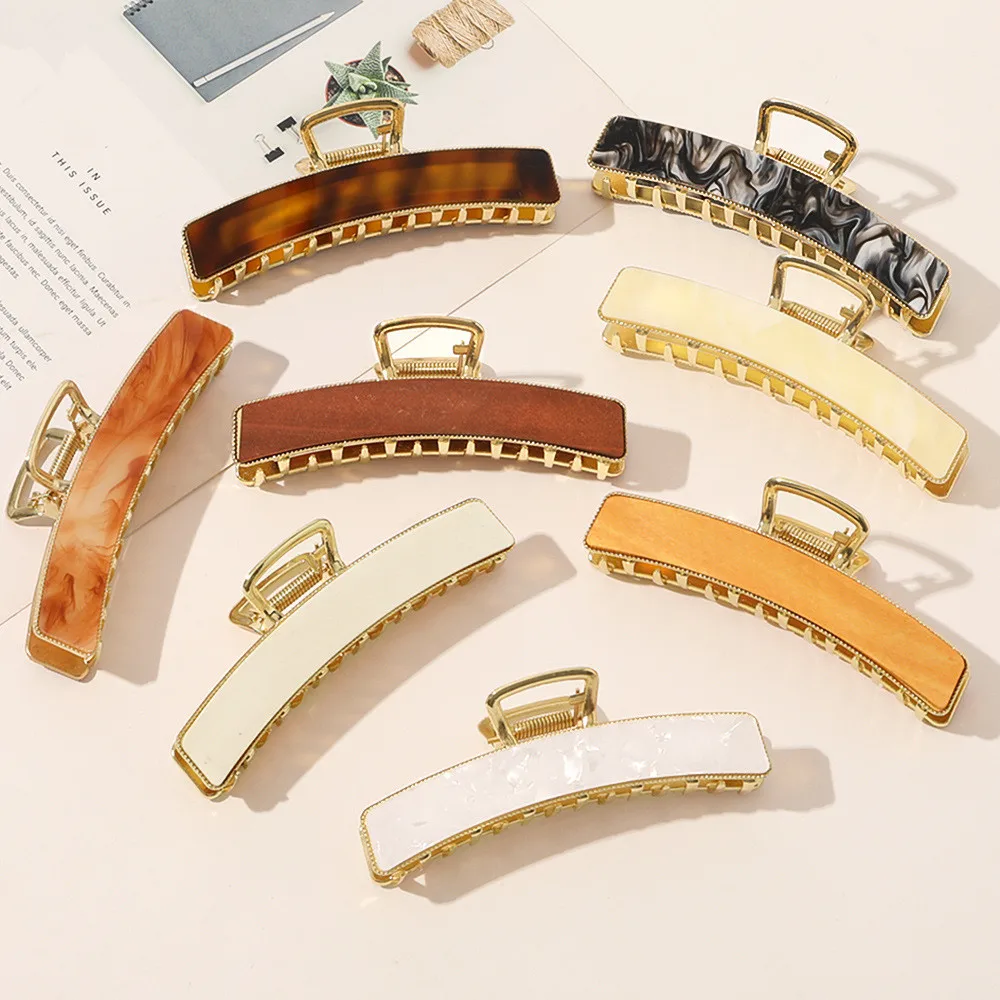 

New Fashion Alloy Wooden Acrylic Clip Simple Geometric Hairpin Ponytail Barrettes for Women Girls Hair Accessories Headwear