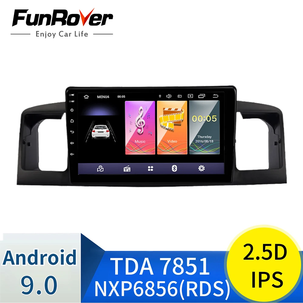 FUNROVER 2.5D экран Android 9 0 автомобильный мультимедийный плеер dvd gps авто радио для toyota