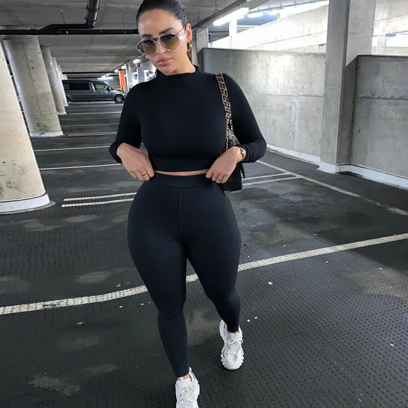 

Streetwear Fitness Two Piece Set Women Summer Overalls Outfits Crop Top and Leggings Women Ladies Tracksuit Female Matching Set
