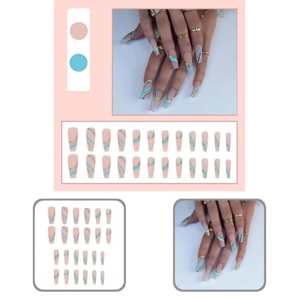 

Stunning Fake Nails Realistic Safe Ladies DIY Stick on Nails Nail Tips Coffin Nails 1 Set