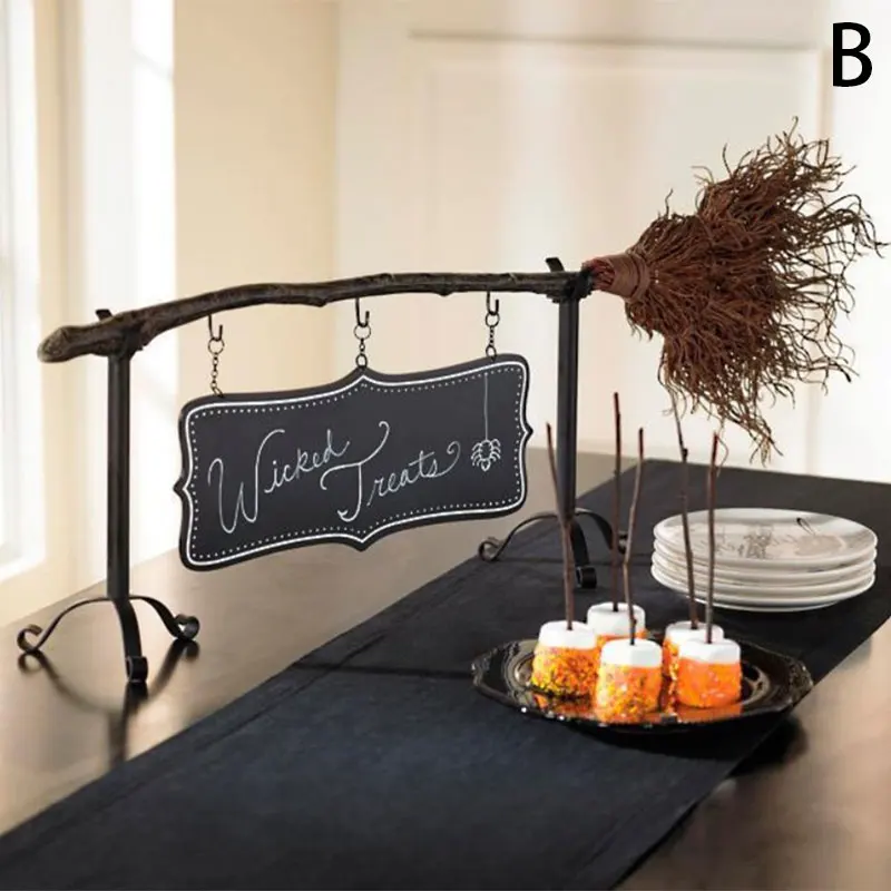 

Halloween Witch Hat Snack Bowl Stand Home Party Witch Hat Snack Bowl Shelf Decoration Device Adorable Broomstick SnackBowl Stand