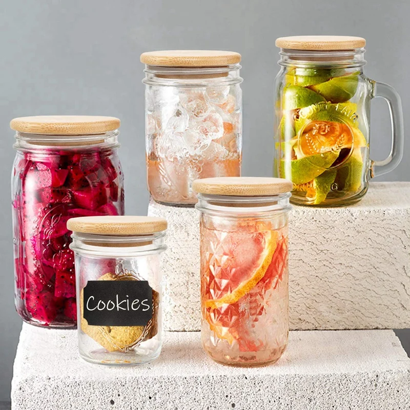 

Reusable Airtight Bamboo Lids,Food Storage Jar Lids Cover Caps with Silicone Seal for Mason Jars Canning Drinking Bottle