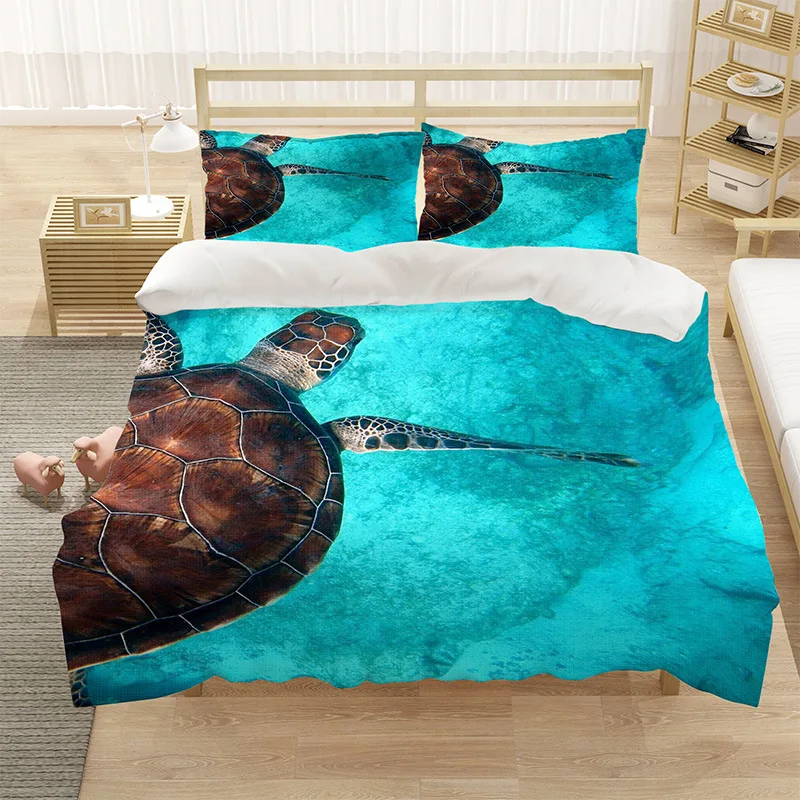 Комплект постельного белья для мальчиков и девочек с рисунком морской черепахи