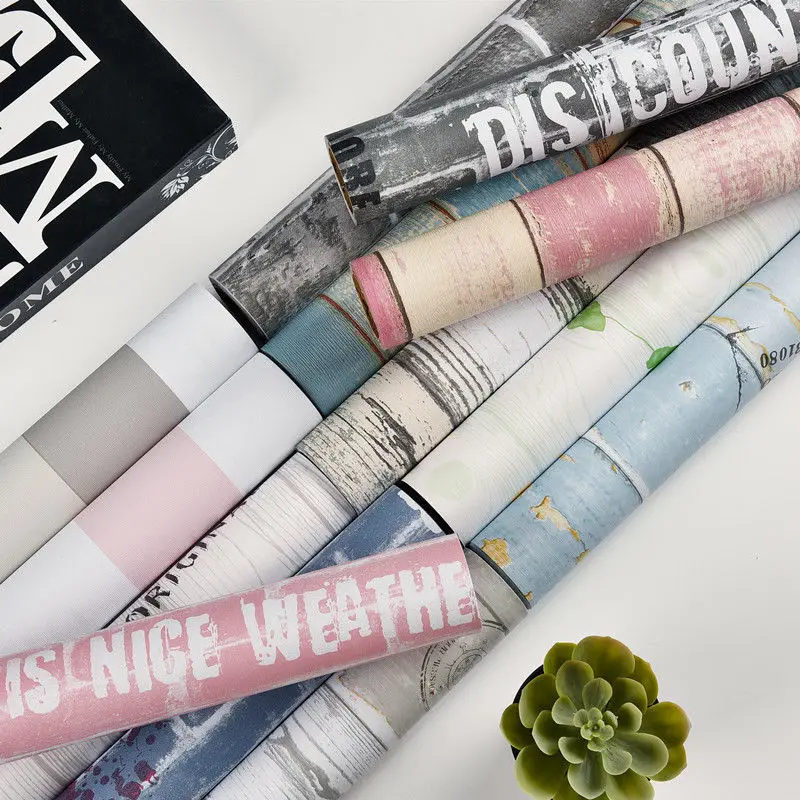 

Wood Peel/Stick PVC Self-adhesive Waterproof Wall Stickers Contact Paper Furniture Home Decor Retro-Sticker Wallpaper Bedroom