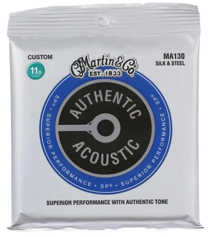 MartinGuitar MA130S Аутентичные акустические шелковые и стальные гитарные струны 11,5-47