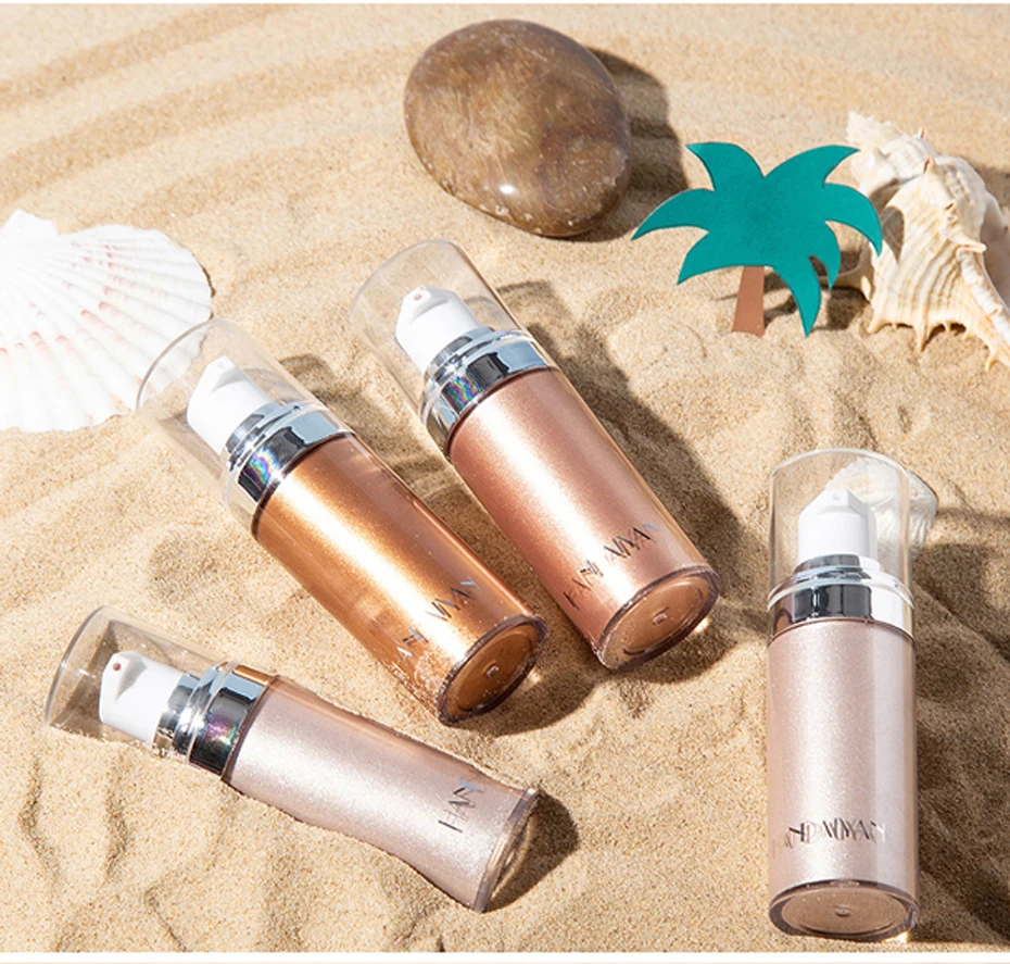 HANDAIYAN Shimmer Body Highlighter Cream Face Illuminator Makeup Liquid Bronzer Brighten Highlighter Metallic Rose Gold Cosmetic