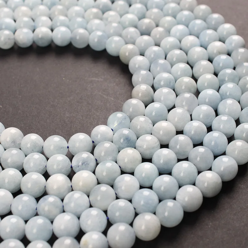 

Natural Stone Beads Blue Aquamarine Stone Round Loose Beads 4 6 8 10 12mm For Bracelets Necklace Diy Jewelry Making