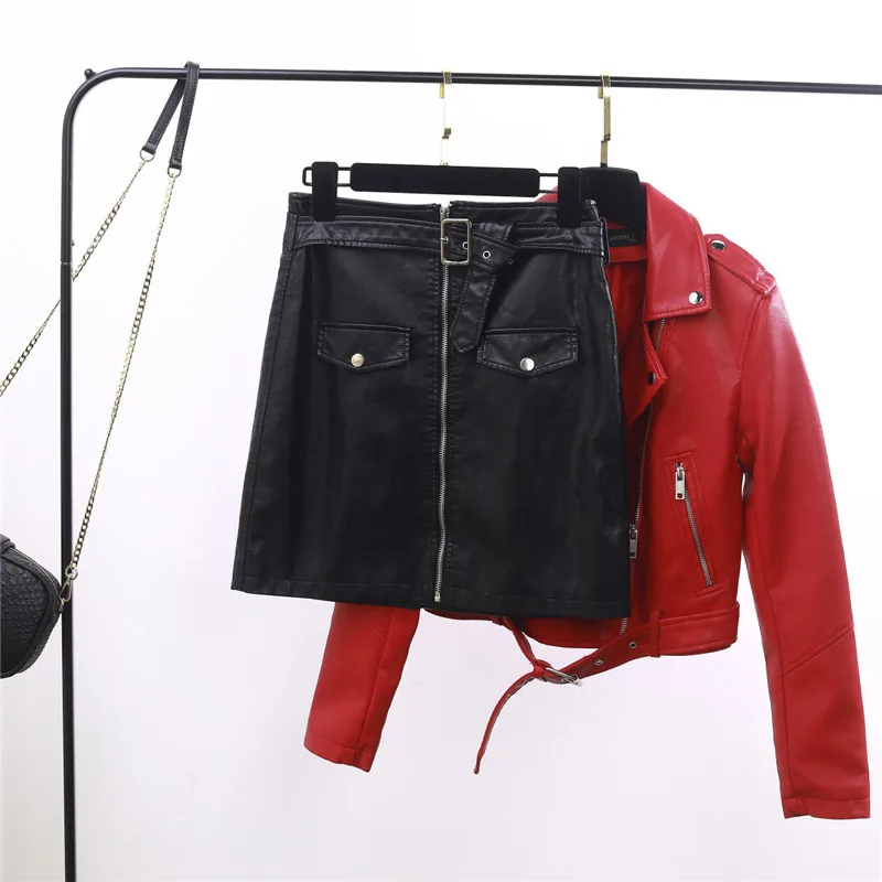 Юбка-карандаш Женская из экокожи с завышенной талией на молнии - купить по