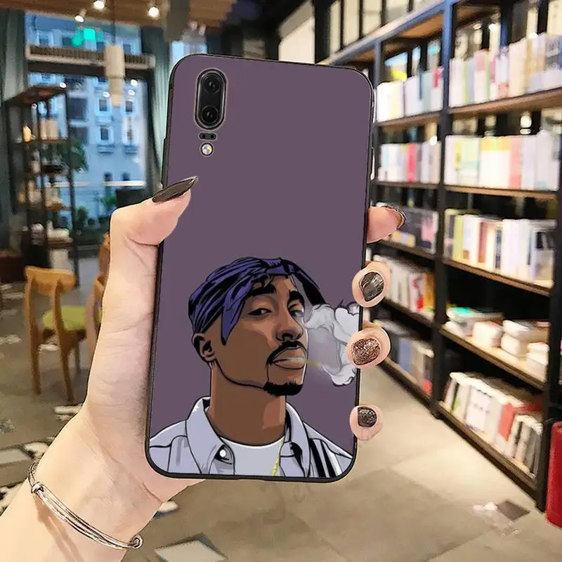

2PAC famous rapper CARTOON Phone Case For Huawei honor Mate P 10 20 30 40 i 9 8 pro x Lite smart 2019 nova 5t luxury cover funda