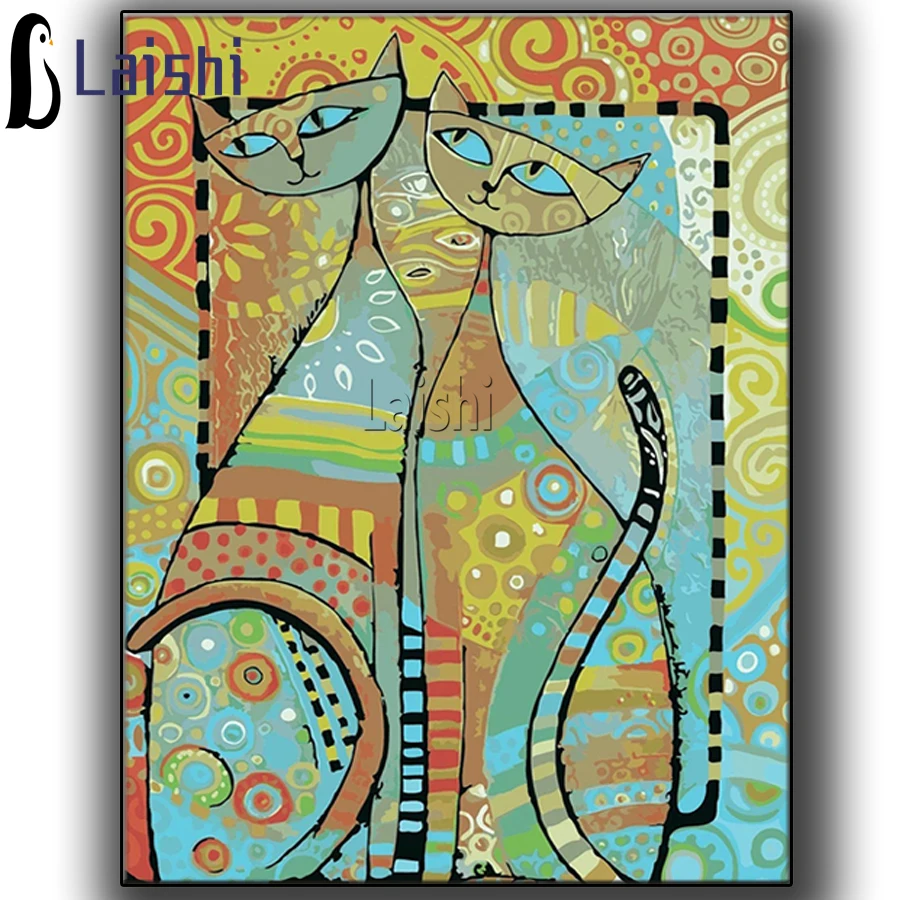 

Абстрактная живопись, рисунок с котом 5D полностью своими руками, круглая, квадратная дрель Стразы Алмазная мозаика Наборы искусство ремесл...