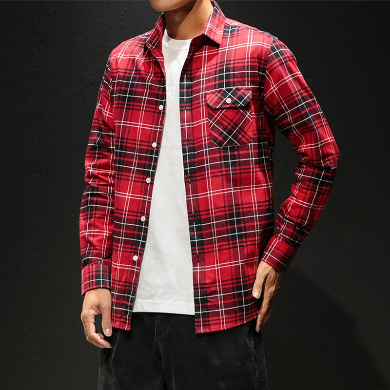 Рубашка в клетку новинка весны 2020 Стильная мужская рубашка стиле бойфренд с