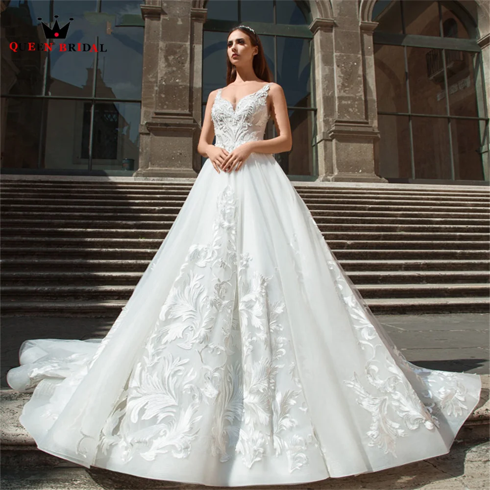 

Ball Gown Big Train Sweetheart Wedding Dresses Tulle Lace Appliques Luxury Bridal Gown 2022 New Design Custom Made DS124