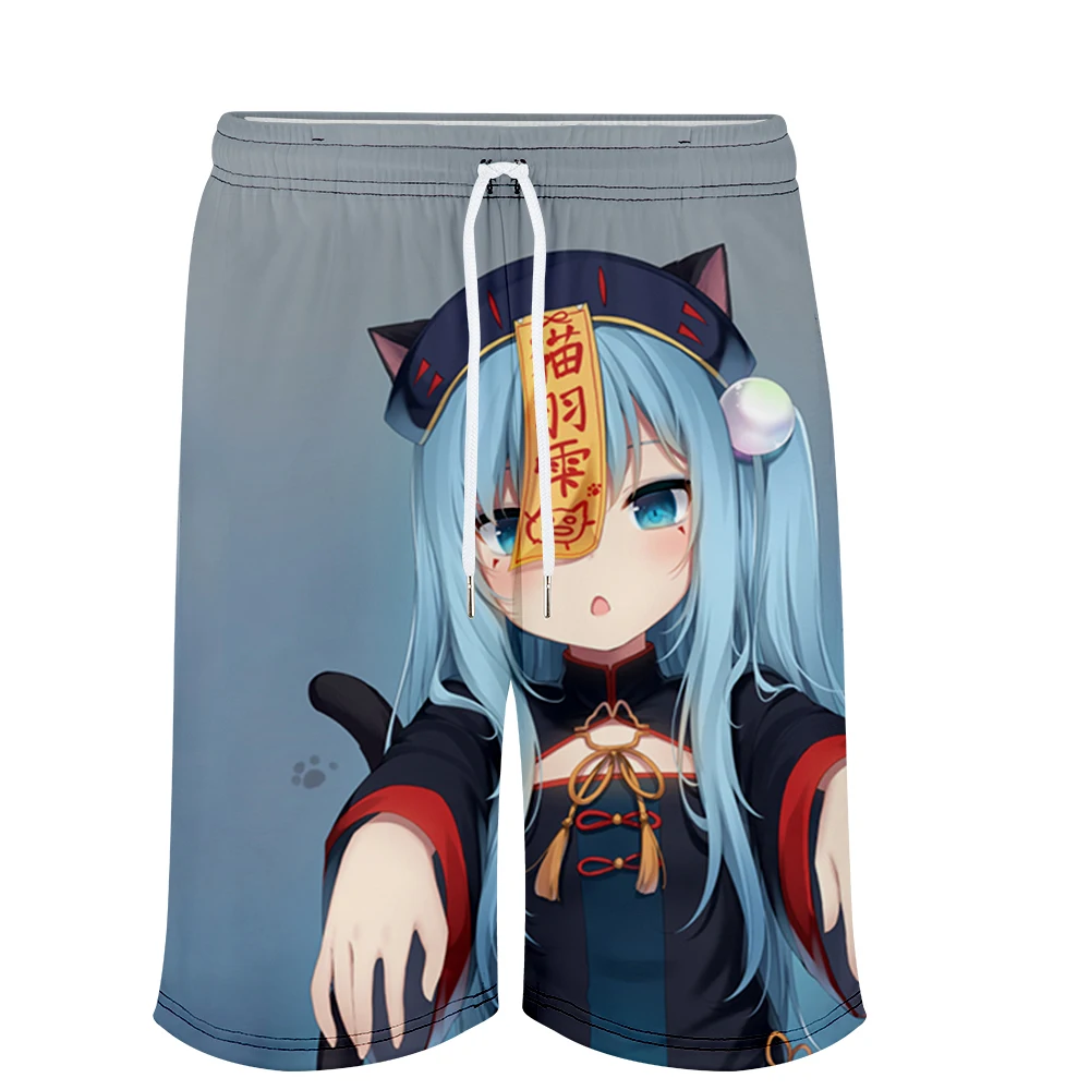 

frdun Nekoha Shizuku Summer Women Men Elastic Waist Streetwear Shorts Casual Streetwear Beach Shorts