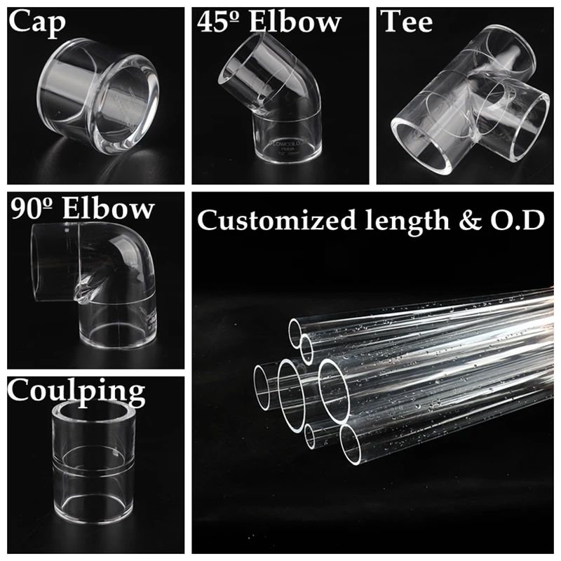 

1pc Acrylic Pipe Aquarium Fish Tank Connector Plexiglass Water Hose Supply Tube Elbow Joints Shrimp Nano Coupling Tee Fittings