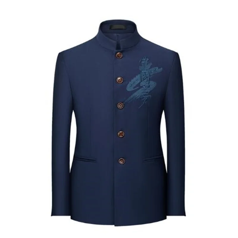 Блейзер Zhongshan мужской с вышивкой модная блейзер в китайском стиле Повседневная