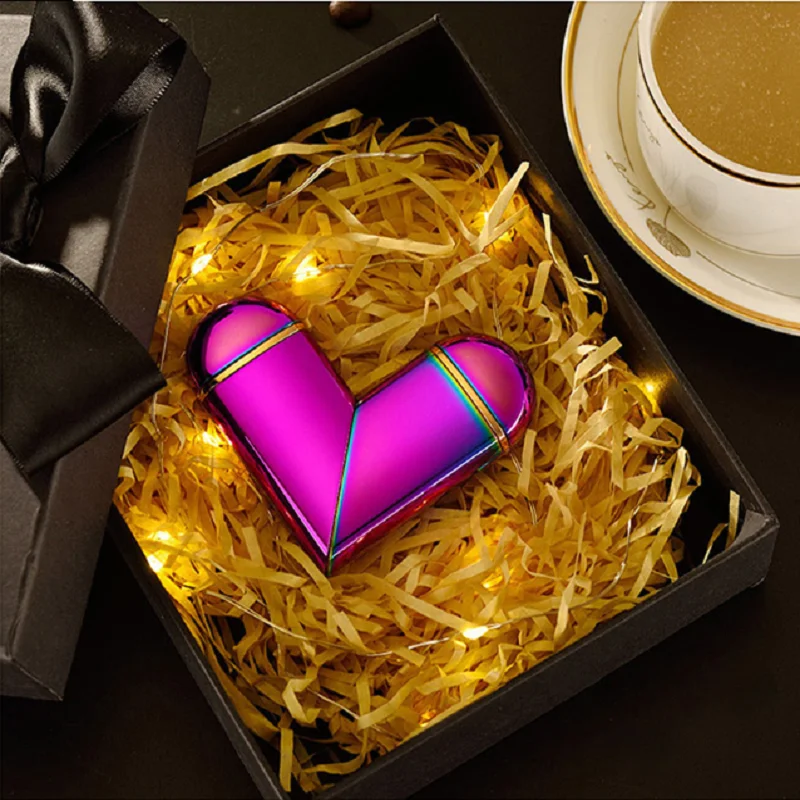 

Foldable Heart-shape Cigarette Lighter Touch Induction Ignition Lighter With 520 Love Projection Creative Gifts For Boyfriend