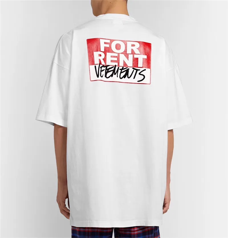 

Vetements 2021 Oversize T shirt Men Women Oversize Casual Red Letters FOR RENT High Quality Embroidery Vetements t-shirts