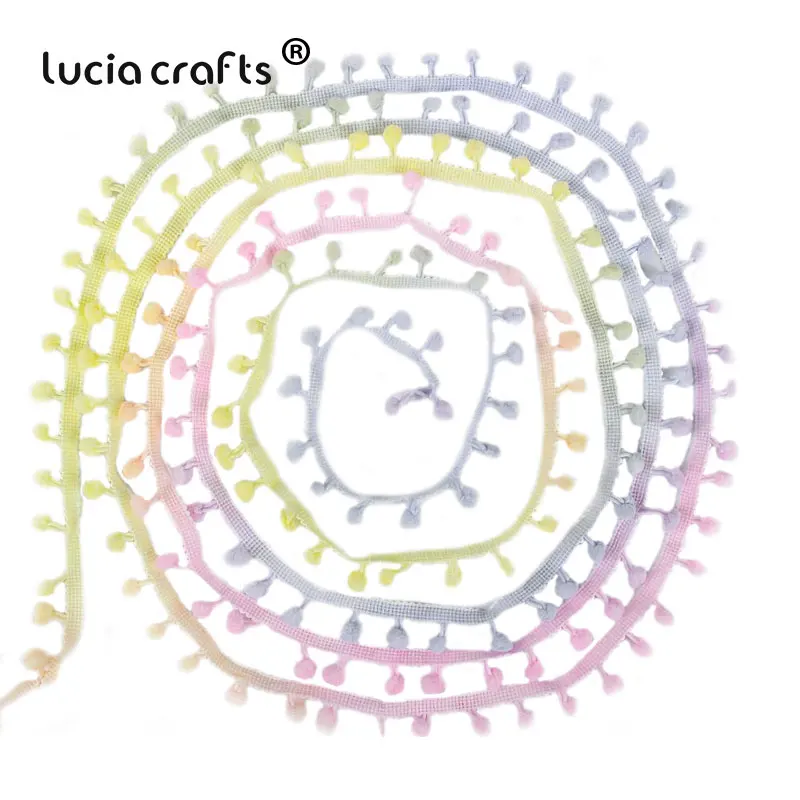 Продажа! Lucia ремесла 2/12 ярдов смешанные цвета помпон отделка шар бахрома лента DIY